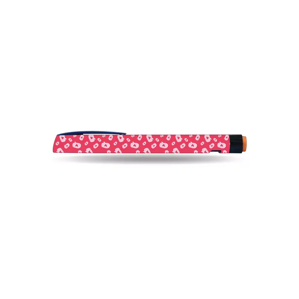 NovoRapid Flexpen with Valentine edition sticker featuring red and white heart motifs for diabetes care decoration