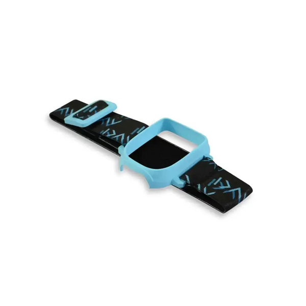 Omnipod insulin patch pump adjustable armband with blue Dia-Style colored clip.