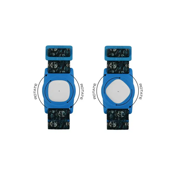 Medtronic Simplera armband for children with rotating clip and metal adjuster, featuring playful prints, secure fit, and durable design.