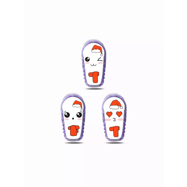 Cartoon ghost figures with purple outlines on Dexcom G6 Stickers for Christmas 2024
