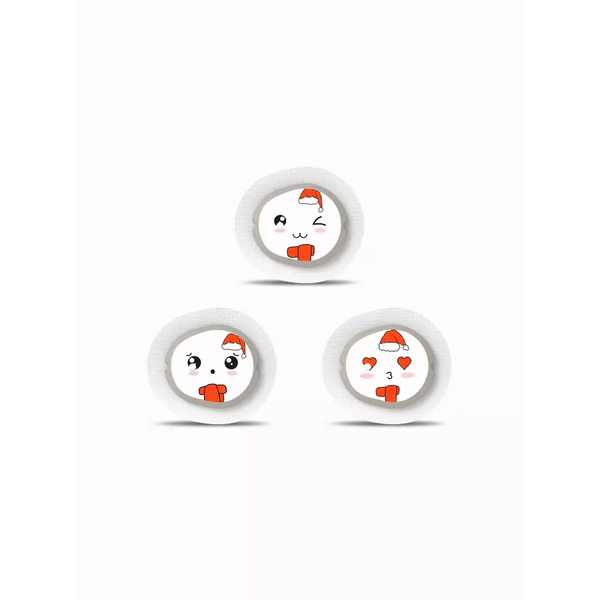 Cartoon emoji faces on white backgrounds for Dexcom G7 Stickers - Christmas 2024