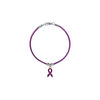 Diabetic awareness bracelet with purple band and ribbon charm from Kaio-Bracelets.