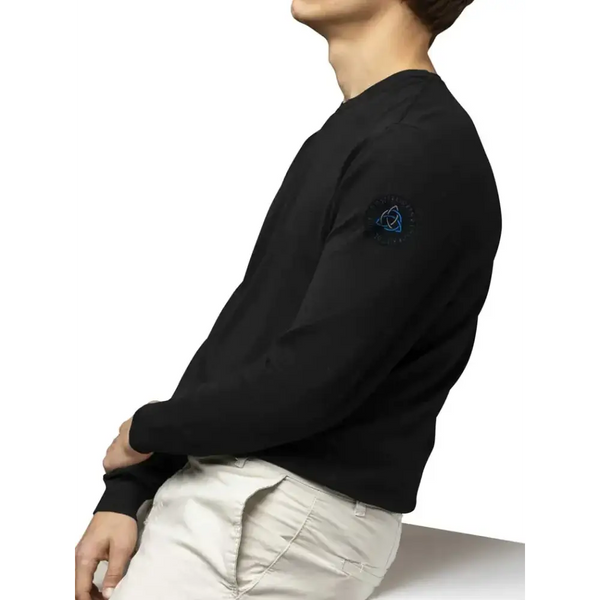 Viking-themed diabetes awareness patch on black long-sleeve shirt, featuring Triquerta symbol.