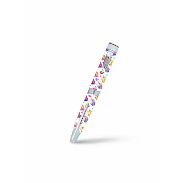HumaPen Luxura Lilly insulin pen with colorful kids series stickers.