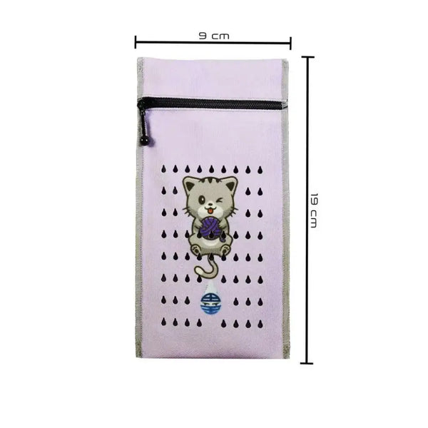 Insulin cooling wallet for kids with cute cat design, fits two insulin pens or vials, size 19.3 x 9.8 cm.