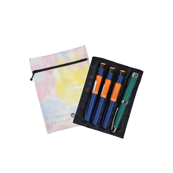Insulin cooling wallet for 4 pens or 8 vials in tie-dye design from Dia-Cool Summer Vibes collection.