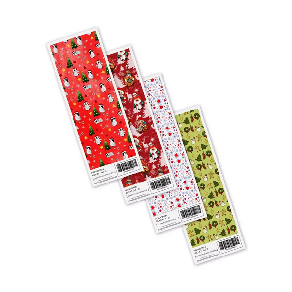 Four festive Christmas wrapping paper rolls for NovoPen Echo Stickers 2024