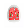 Festive red Omnipod Pod Stickers featuring penguin and Christmas tree pattern