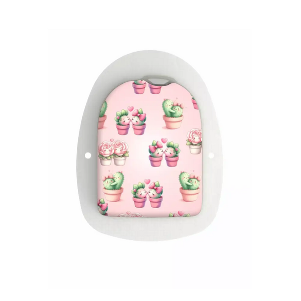 Omnipod POD Valentine Edition 2025 sticker with plant and heart designs.