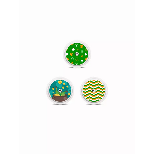 St. Patrick's Day themed Freestyle Libre 2 sensor stickers set.
