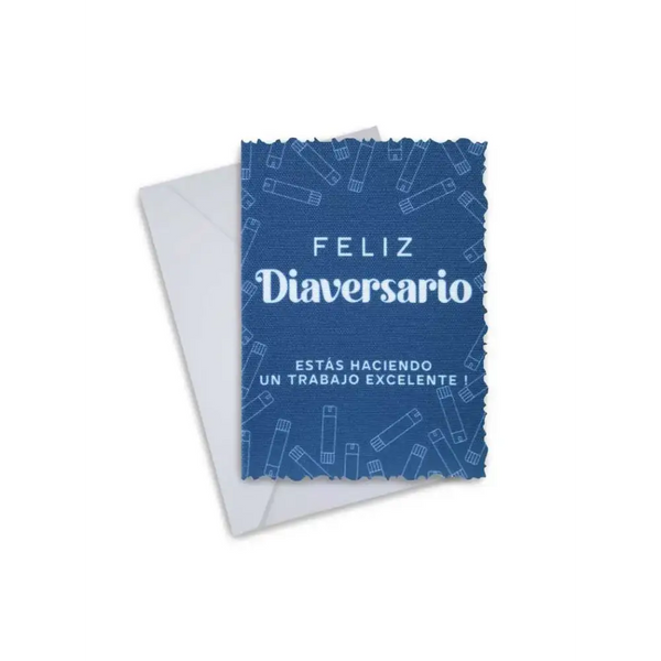 Diaversary greeting card with envelope featuring inspiring design for diabetes anniversary.