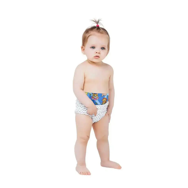 Waistband for kids protecting glucose sensor and insulin pump, playful prints.