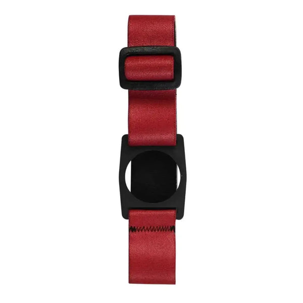 The Freestyle Libre 2 Armband in red, showcasing the adjustable strap and cgm holder.