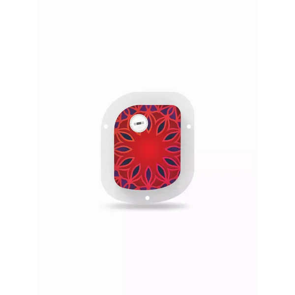 GlucoMen Day Patch Pump Sticker with red mandala design for colorful insulin pump decoration