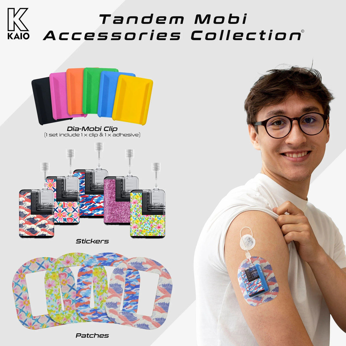 Tandem Mobi accessories with Dia-Mobi Clip, patch and sticker Obraz