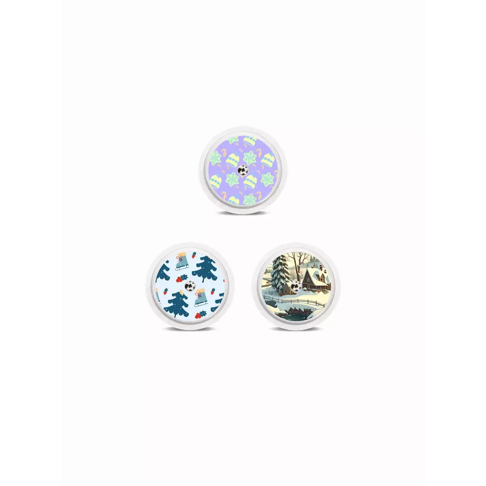 Freestyle Libre 2 Winter Edition stickers featuring winter-themed designs for sensor customization.