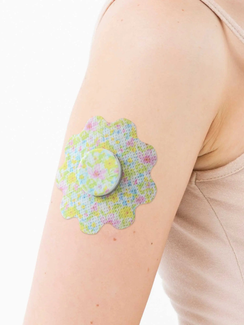 Plaster mocujący dla dzieci do FreeStyle Libre 2, kształt: kwiatek, na ramieniu