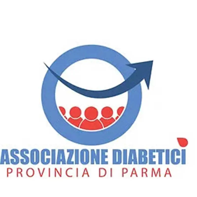 Logo dell'Associazione Diabetici Provincia di Parma con persone stilizzate e freccia blu. Obraz