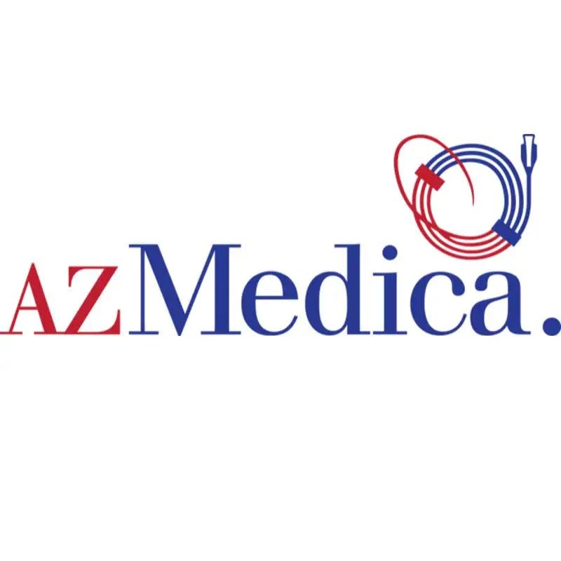 AZMedica logo with red "AZ" and blue "Medica," featuring a coiled red and blue cable icon. Obraz