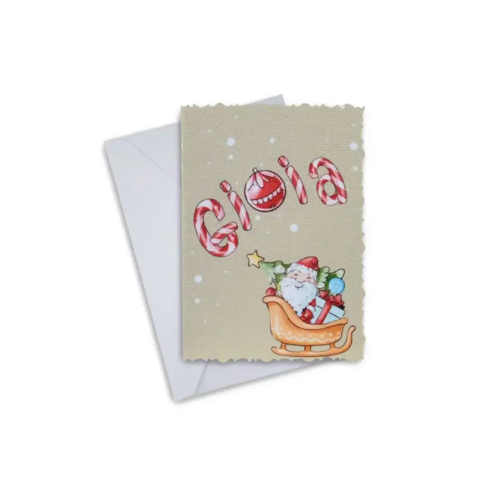 Elegant Christmas greeting card with Santa design on high-quality canvas, includes envelope.