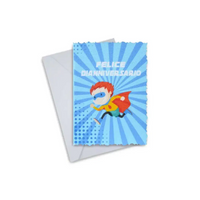 Diaversary Cards featuring vibrant illustration on high-quality canvas with matching envelope.