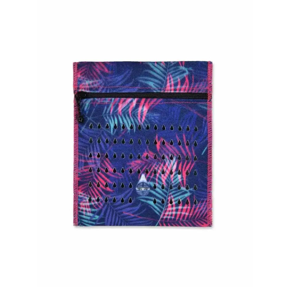 Compact Dia-Cool insulin travel case cooling wallet for 4 vials with vibrant leaf pattern and zipper closure