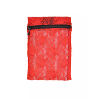 Insulin cooling wallet in red lace design, fits 3 insulin pens or 5 vials, featuring a durable zipper.