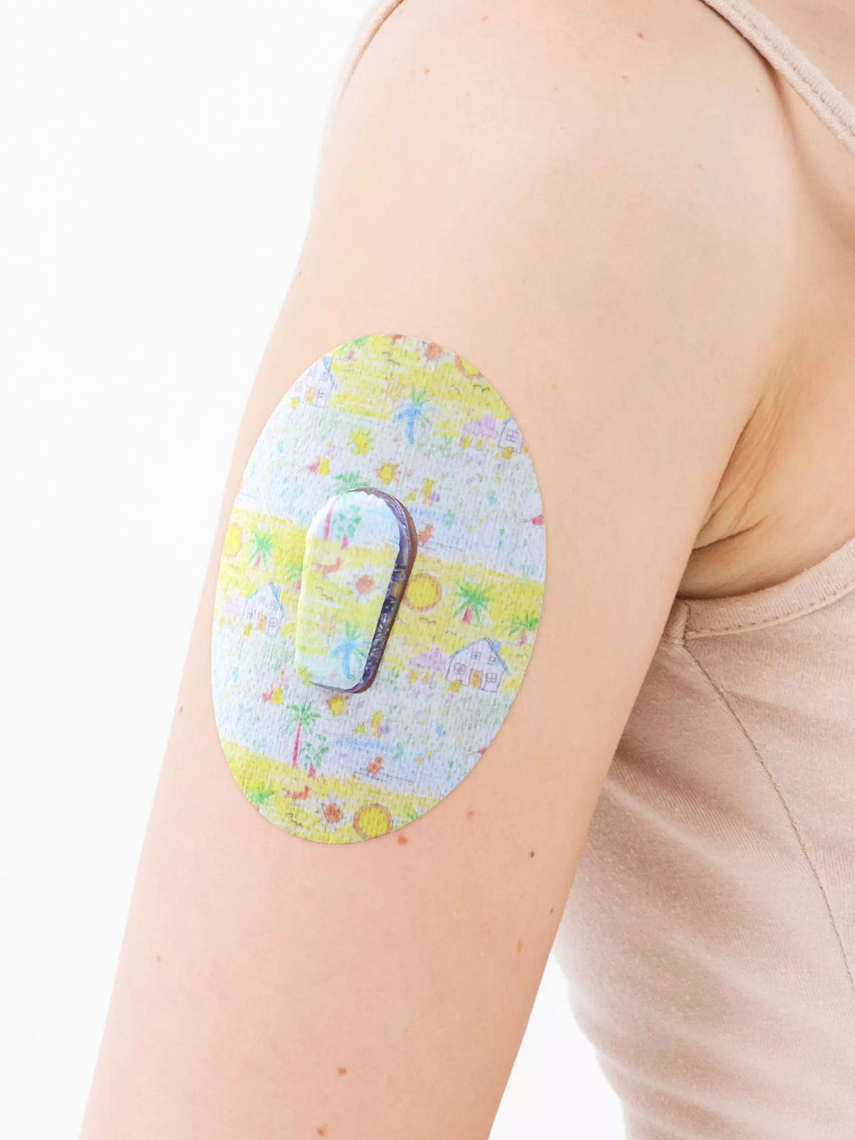 Plaster mocujący do Dexcom G6, wzór Childhood Memories, na ramieniu