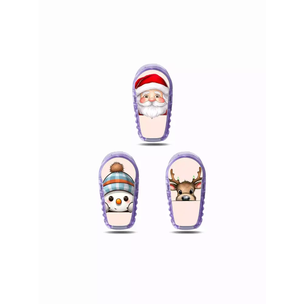 Christmas-themed slippers with Santa, snowman, and reindeer for Dexcom G6 Stickers