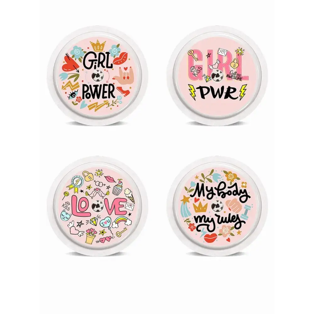 Freestyle Libre stickers with girl power and flower designs, water-resistant vinyl.