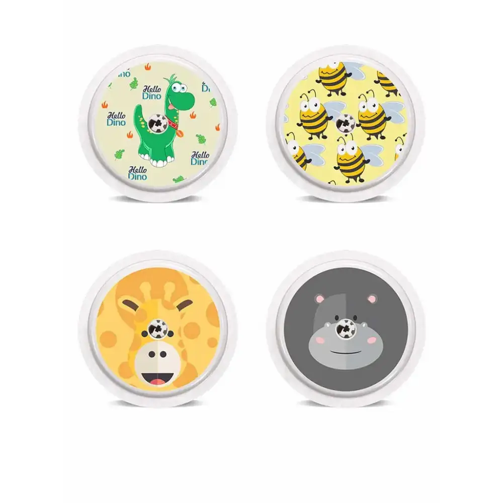 Freestyle Libre stickers with animal designs on vinyl for sensor decoration.