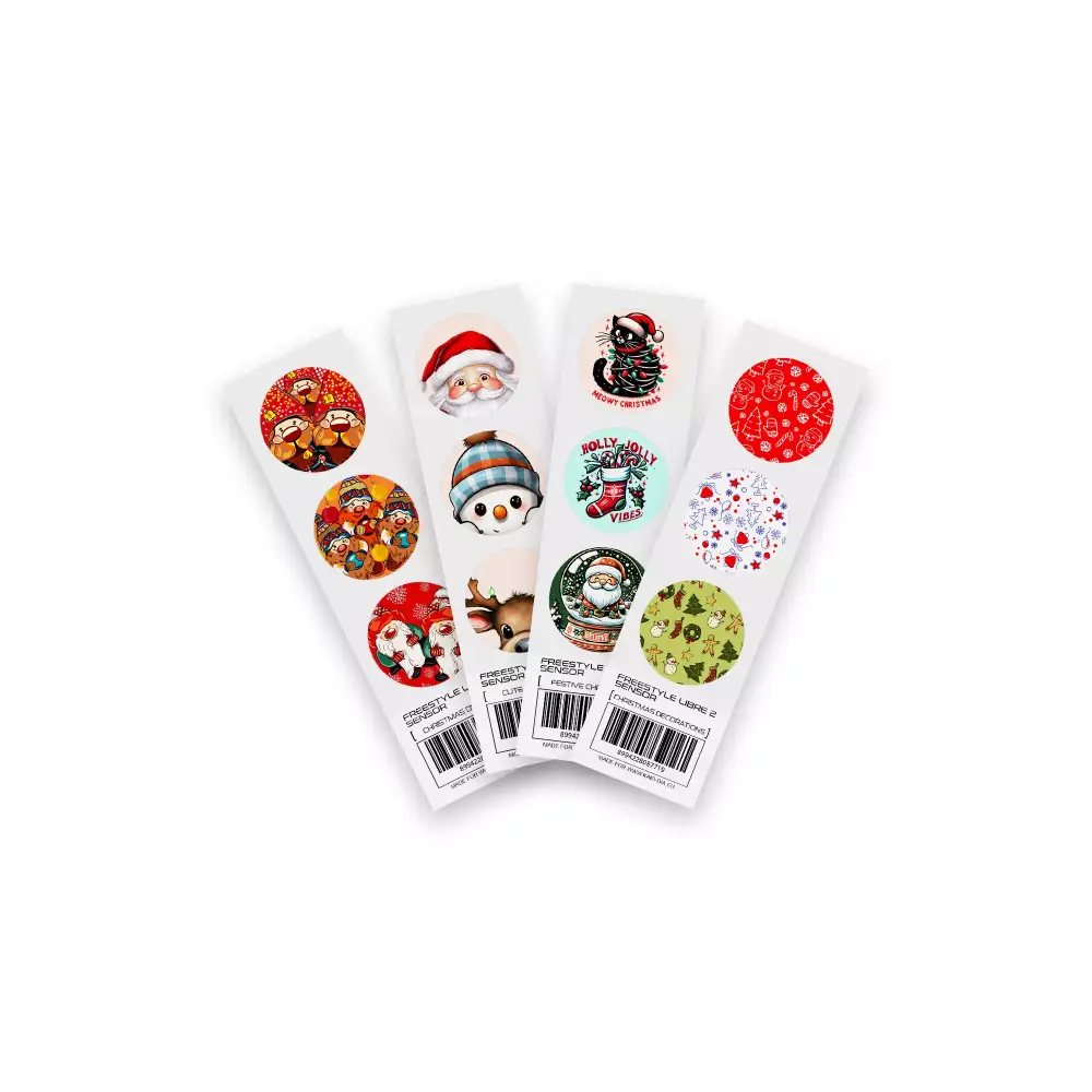 Freestyle Libre 2 Stickers - Christmas 2024 set featuring classic Christmas decorations