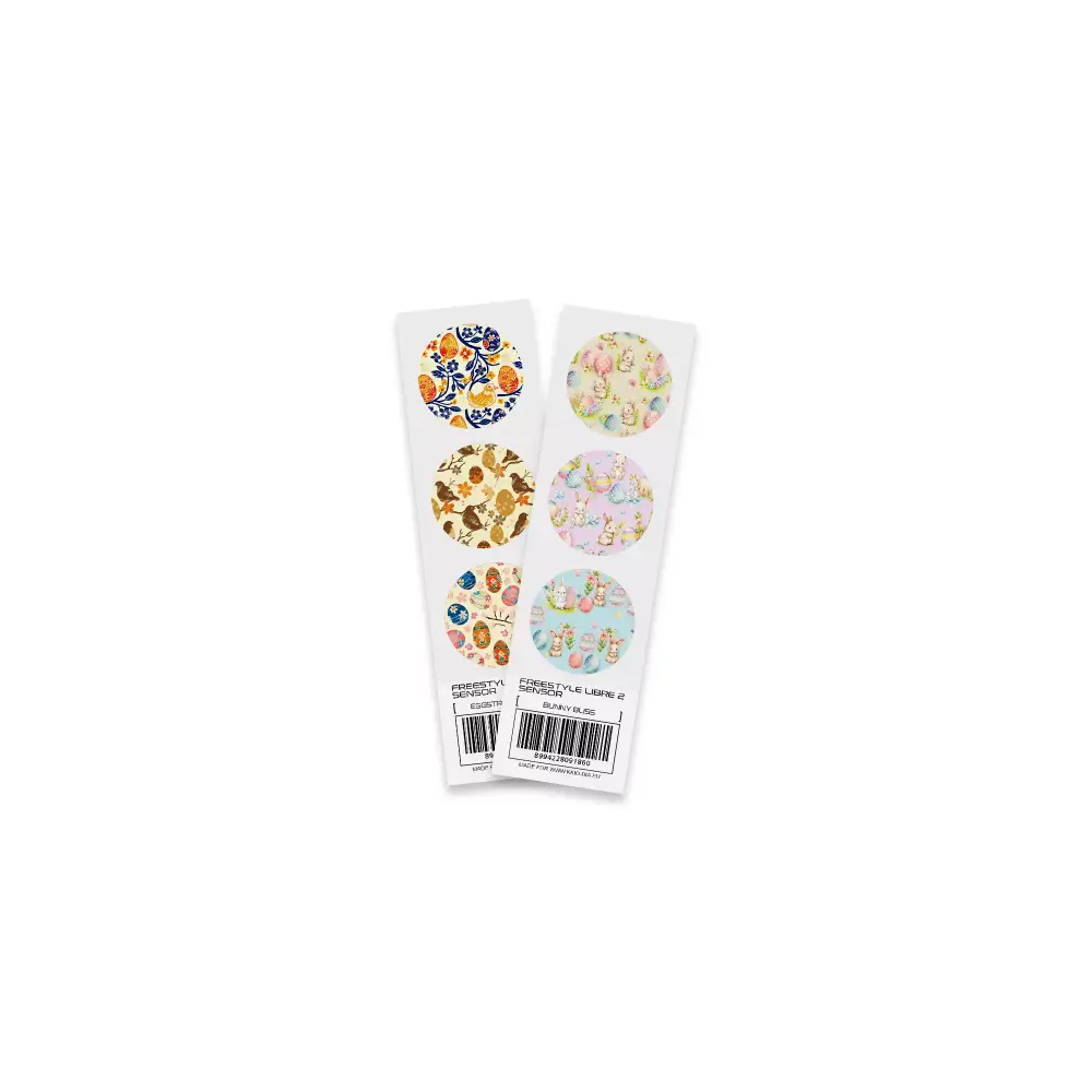 Easter-themed sticker sheets for Freestyle Libre blood glucose monitors 2025 edition