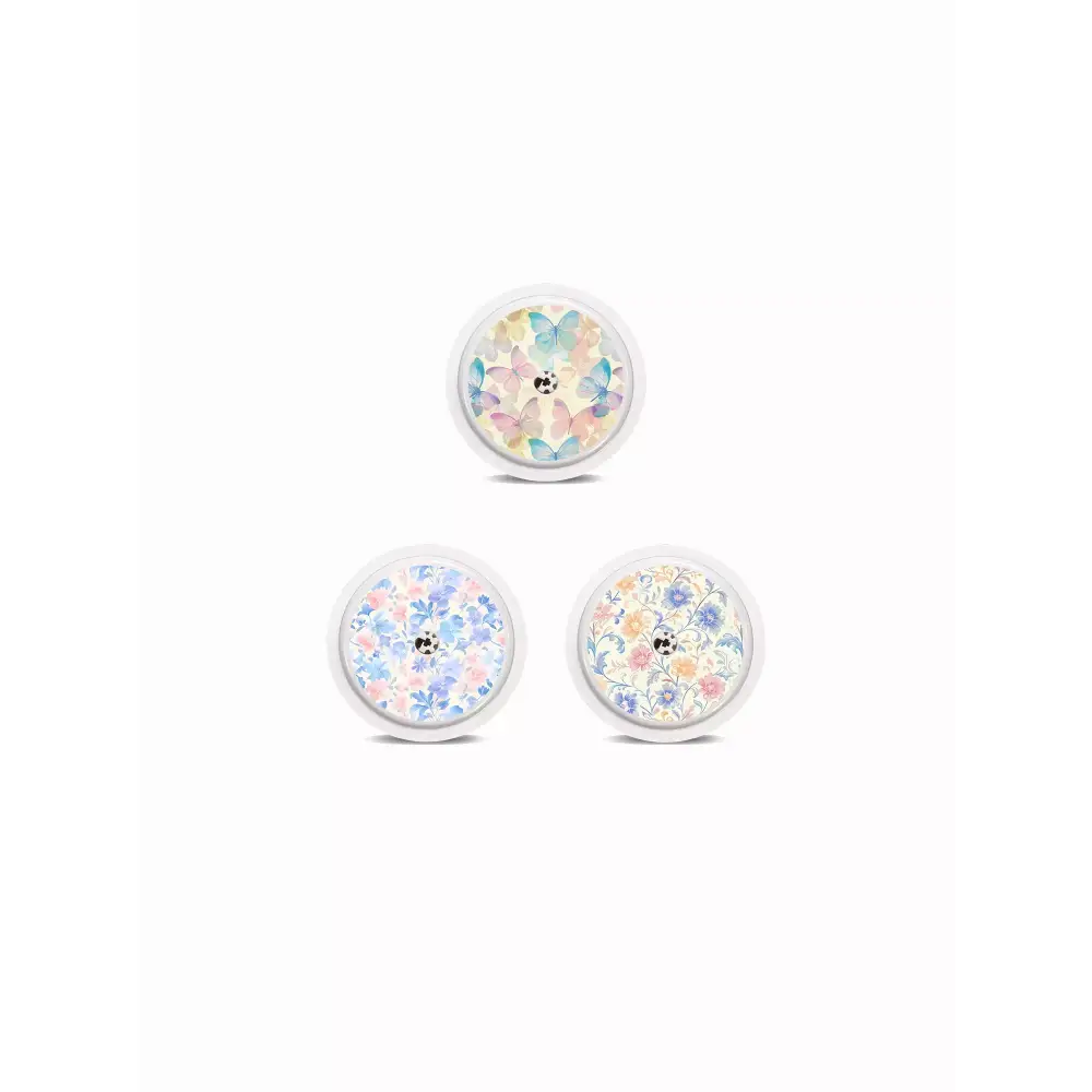 Freestyle Libre 2 stickers in floral and pastel designs, waterproof vinyl, Spring Edition 2025.