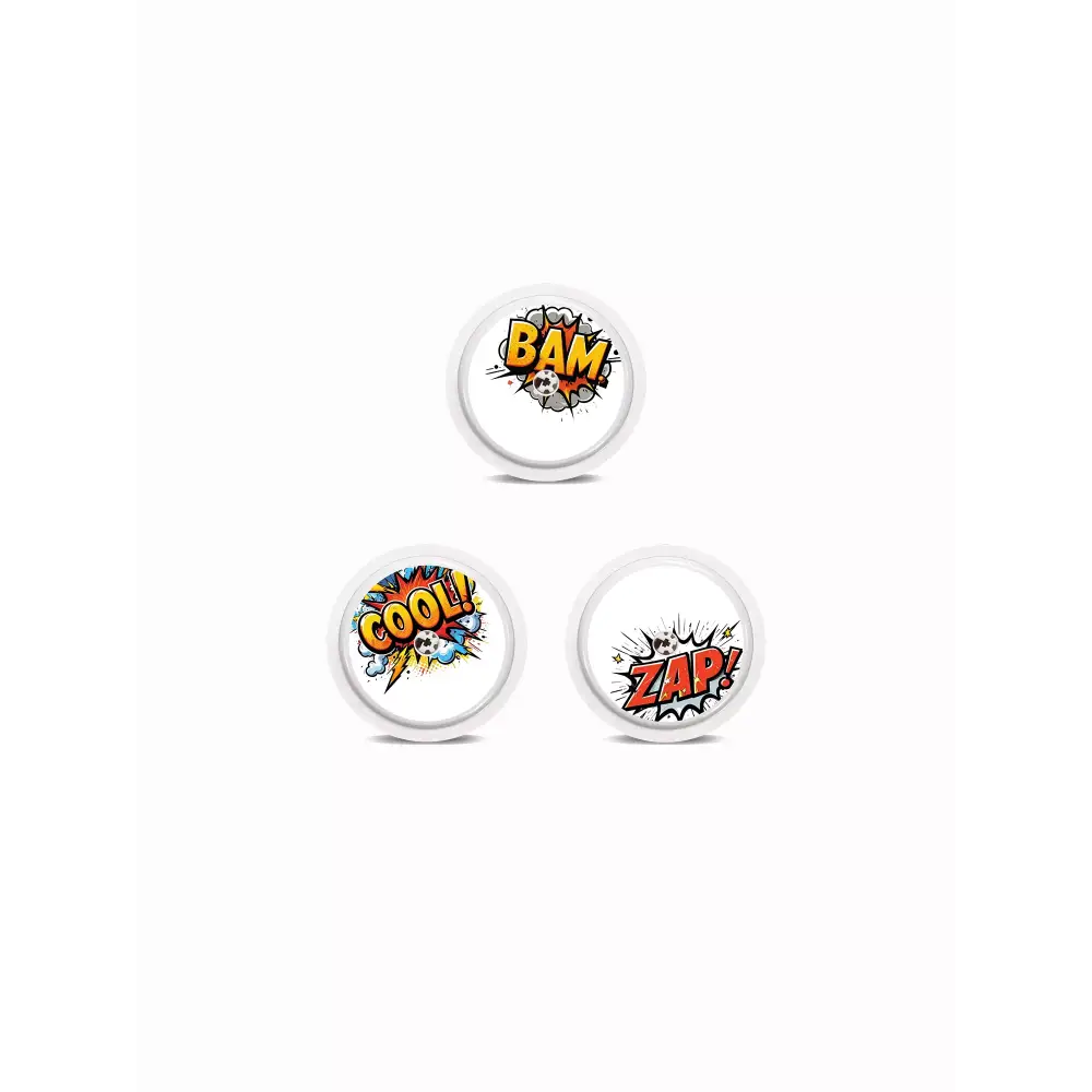 Freestyle Libre 2  Stickers in Fun Vibes BAM! comic design. Add comic-inspired fun to your CGM sensor. 3 stickers per pack. Non-removable.