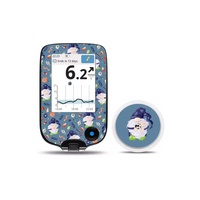 Freestyle Libre Halloween Edition reader and sensor with festive stickers.