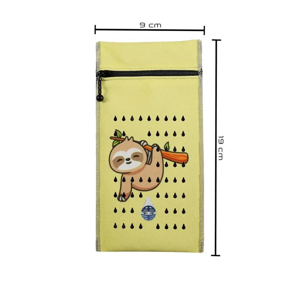 Insulin cooling wallet for kids with sloth design, fits two pens or vials, 19x9 cm.