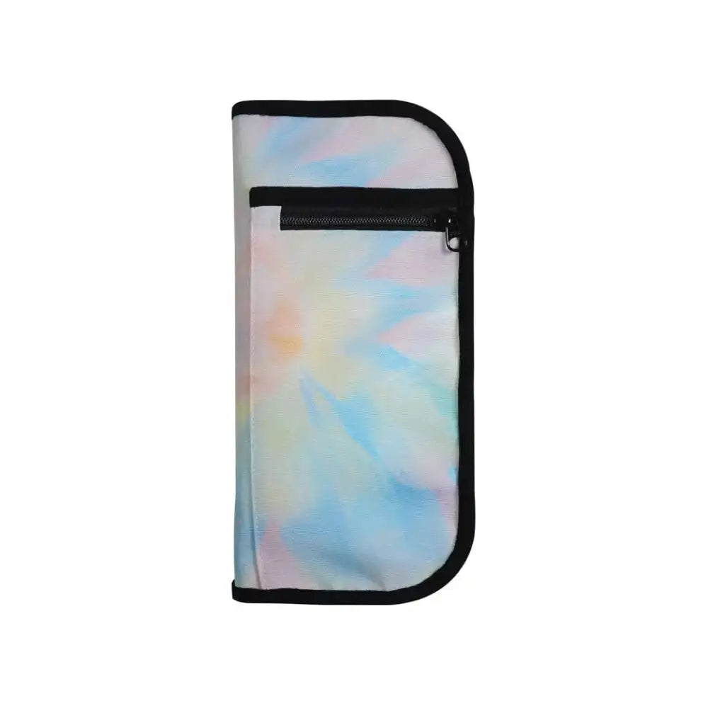 Diabetic travel case with colorful design for insulin pens and glucose meter.