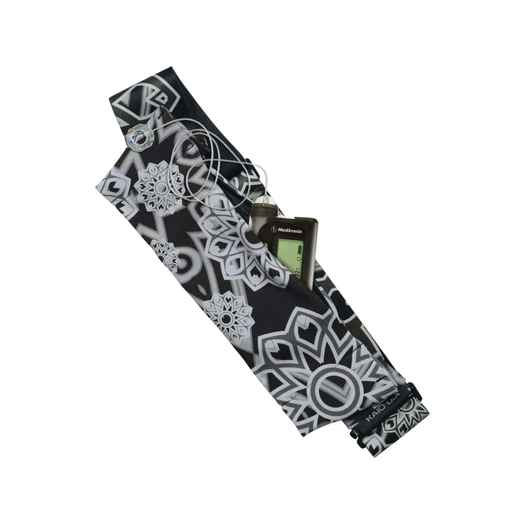 Printed insulin pump belt Kai grey pocket design adjustable belt for secure insulin pump carry