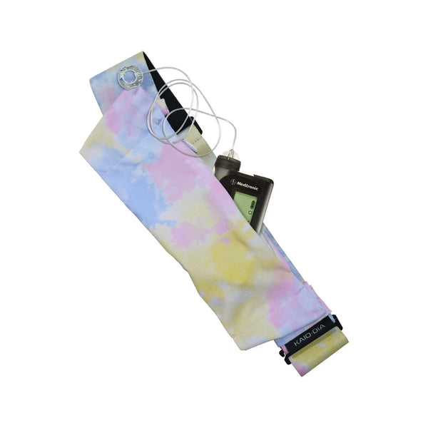 Regulowany pas na pompę insulinową – wzór tie-dye, zapięcie G-Hook | Dia Belly-Belt 2