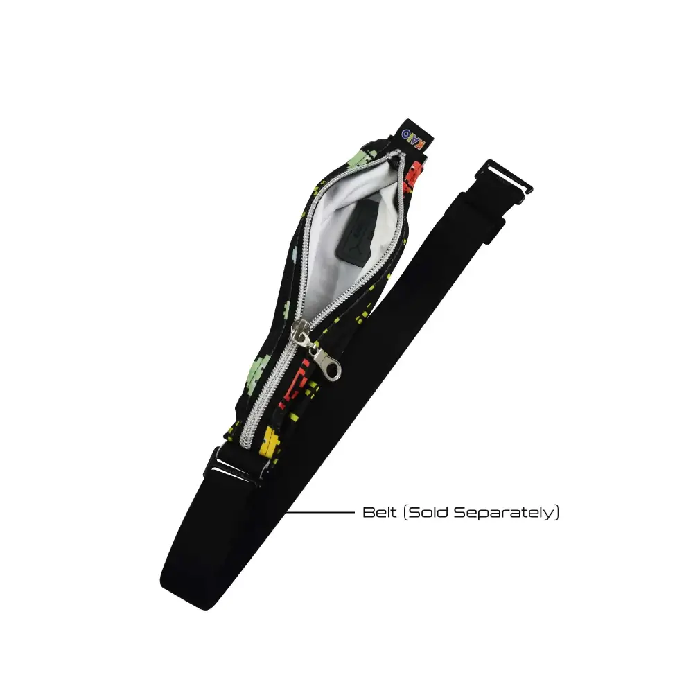 Wide Insulin Pump Belly Pouch with durable zipper and reinforced openings for secure insulin pump management.