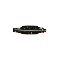 Wide insulin pump belly pouch with reinforced openings and durable zipper, black with yellow and green accents.