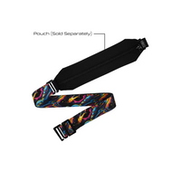 Adjustable and colorful belt for kids' insulin pump pouches with secure metallic hooks.