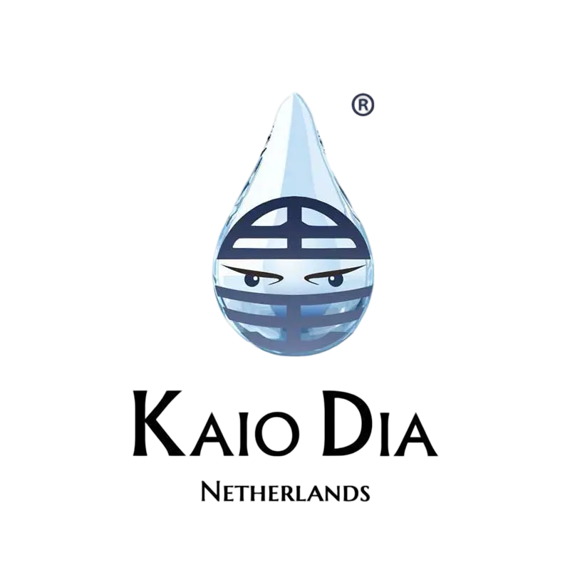 Kaio Dia Netherlands logo: a blue water drop with a stylized face, above "Kaio Dia" and "NETHERLANDS". Obraz