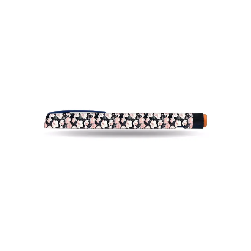 NovoRapid FlexPen covered with waterproof floral-patterned vinyl sticker for stylish protection