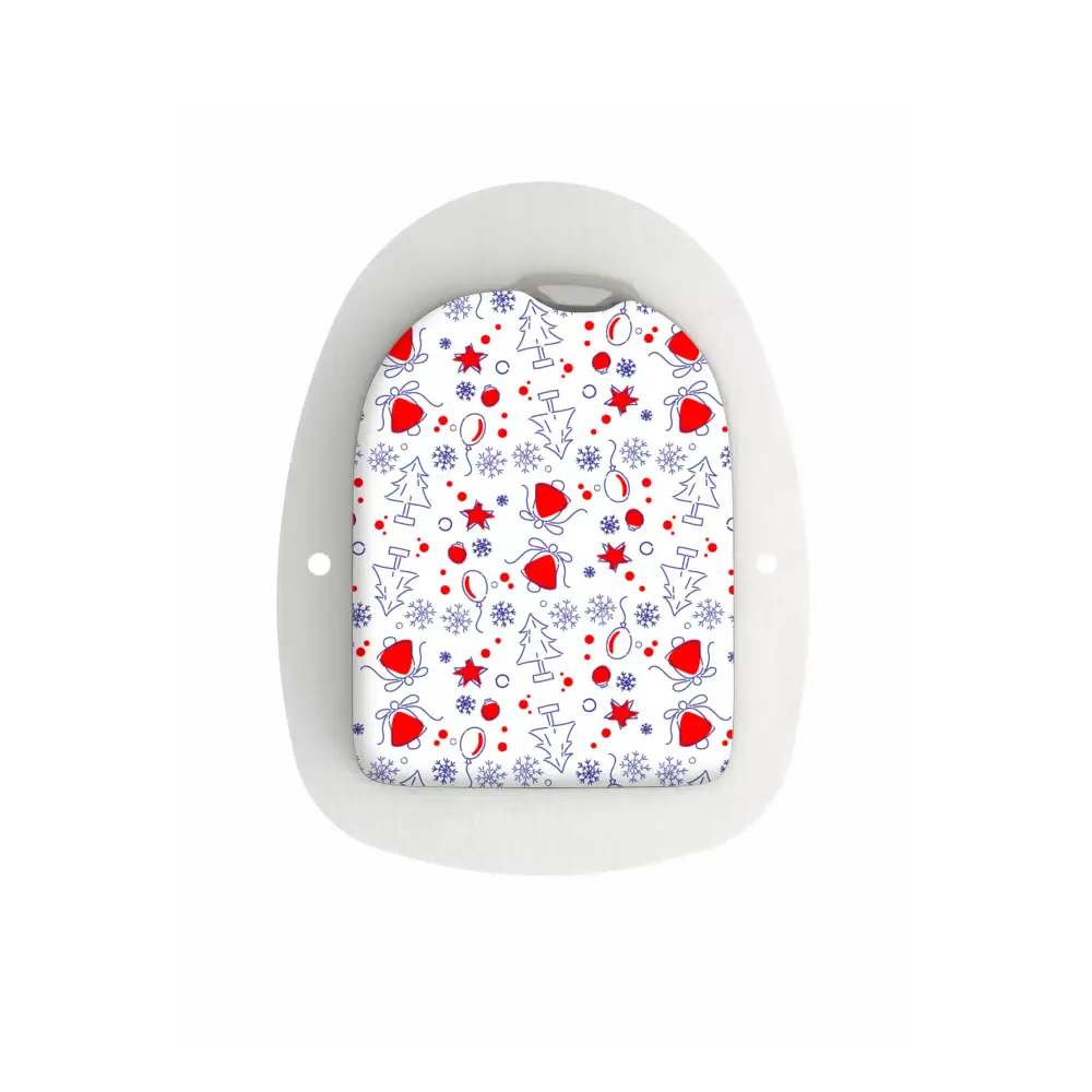 Backpack featuring Omnipod Pod Stickers with heart and star pattern for Christmas 2024