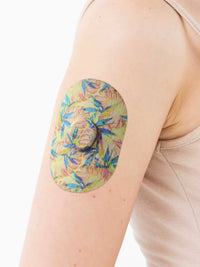Plaster mocujący do Dexcom G7, wzór Tequila Sunrise, na ramieniu