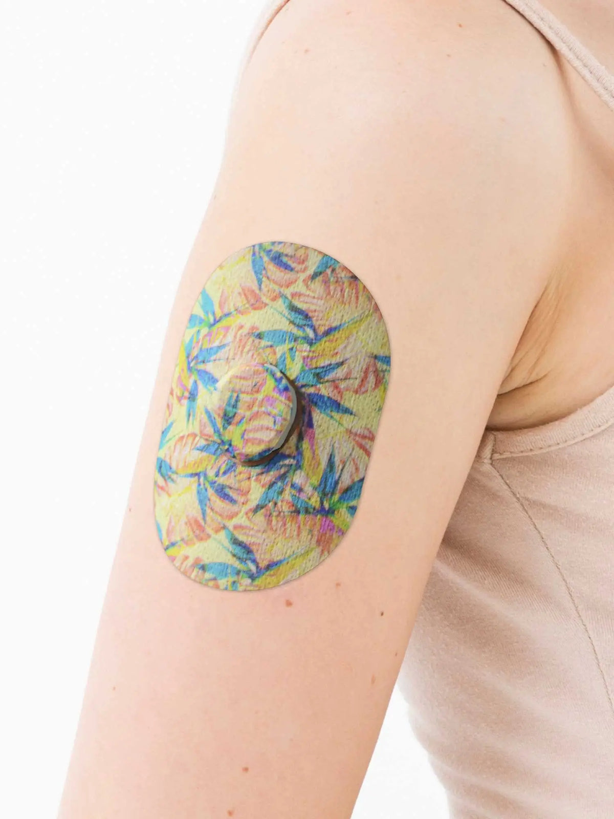 Plaster mocujący do Dexcom G7, wzór Tequila Sunrise, na ramieniu