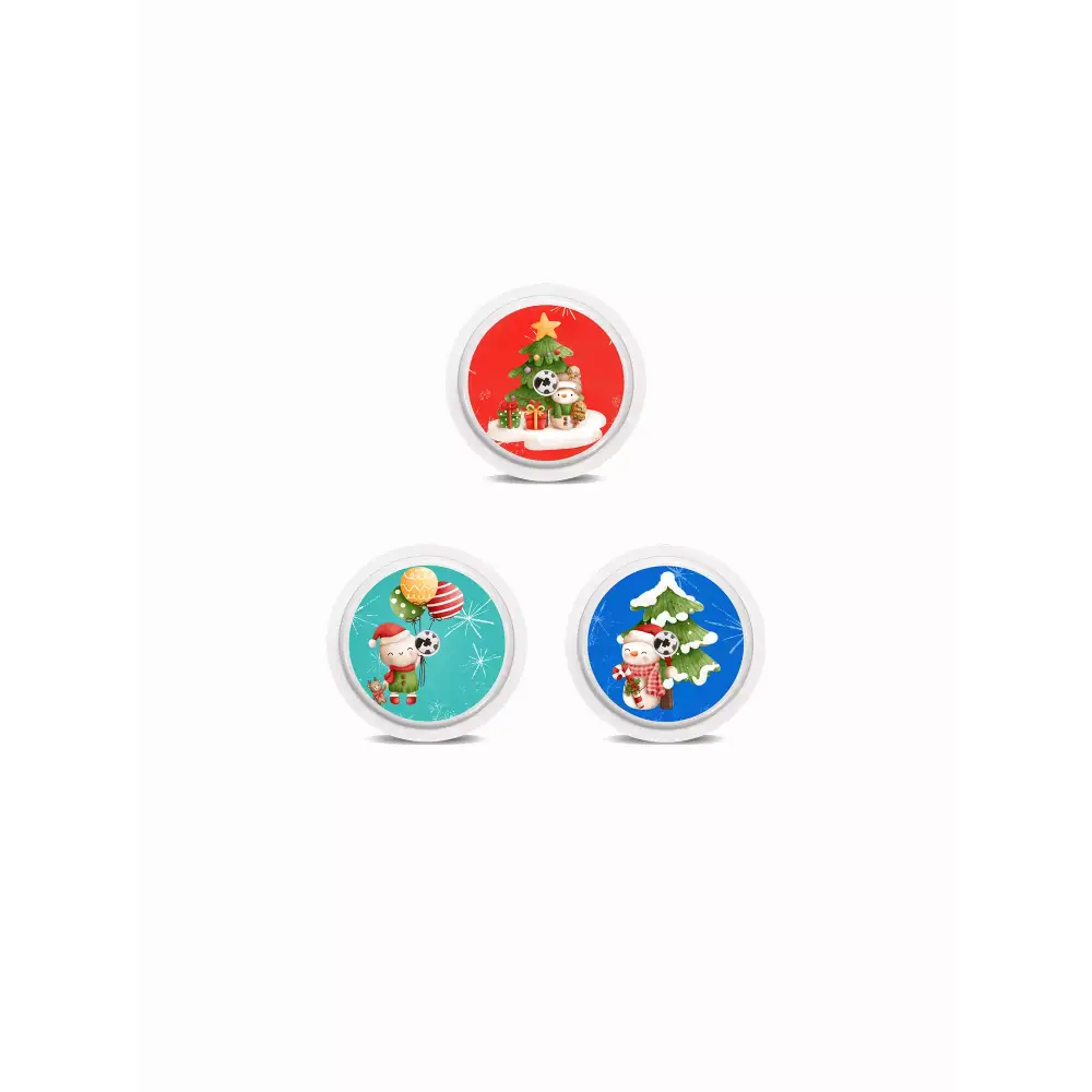Freestyle Libre 1 & 2 Christmas edition sensor stickers with festive designs.
