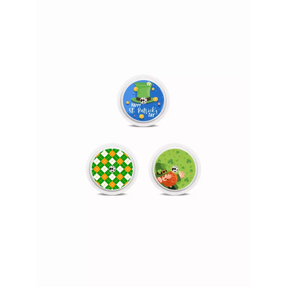 St. Patrick's Day Libre 2 sensor stickers with festive designs.